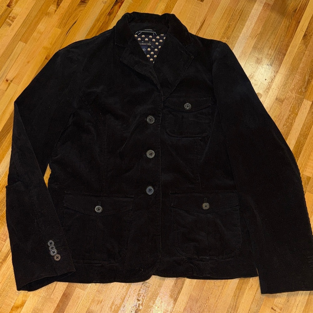 Lands' End Black Corduroy Jacket 6